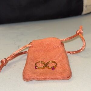Mejuri 14K Gold Ruby Mini Hoops 14k solid gold